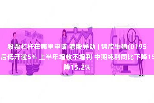 股票杠杆在哪里申请 港股异动 | 锦欣生殖(01951)绩后低开逾5% 上半年增收不增利 中期纯利同比下降15.2%