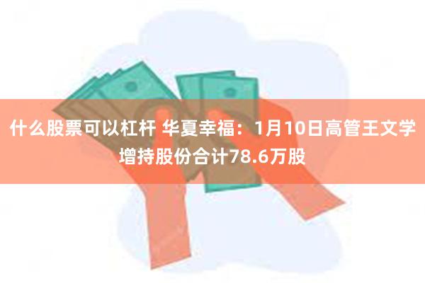 什么股票可以杠杆 华夏幸福：1月10日高管王文学增持股份合计78.6万股